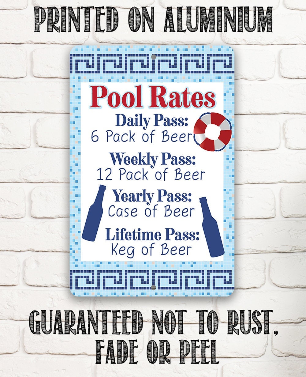 Pool Rates - Metal Sign