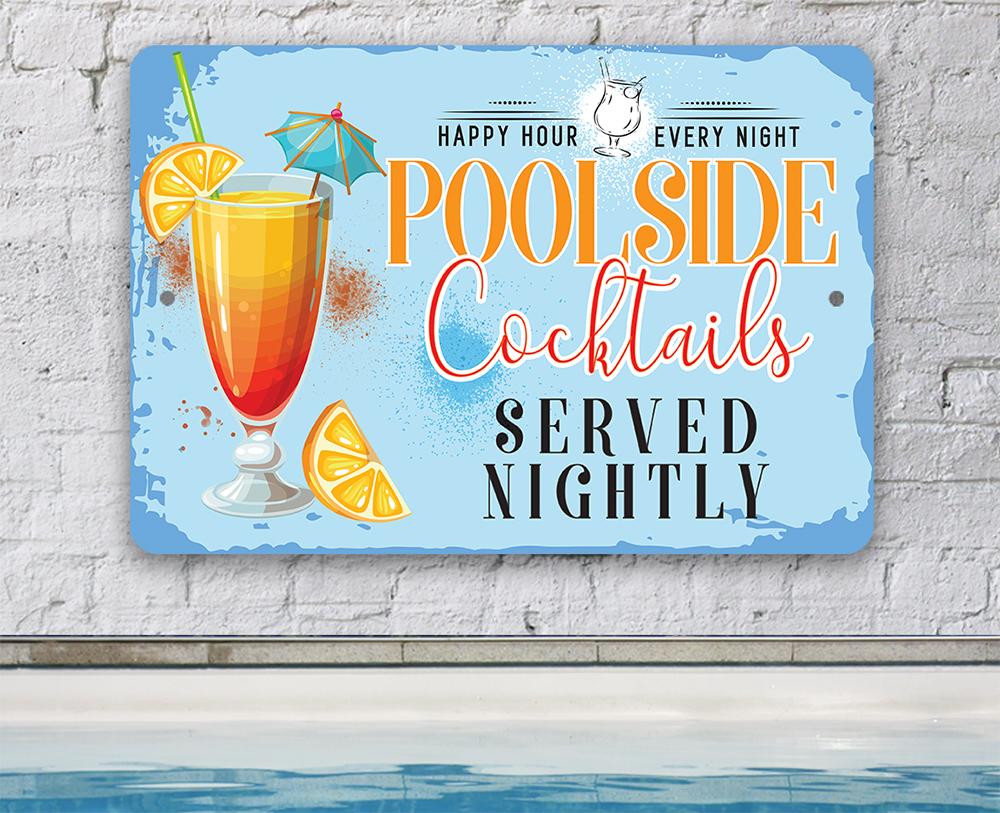 Poolside Cocktails - Metal Sign