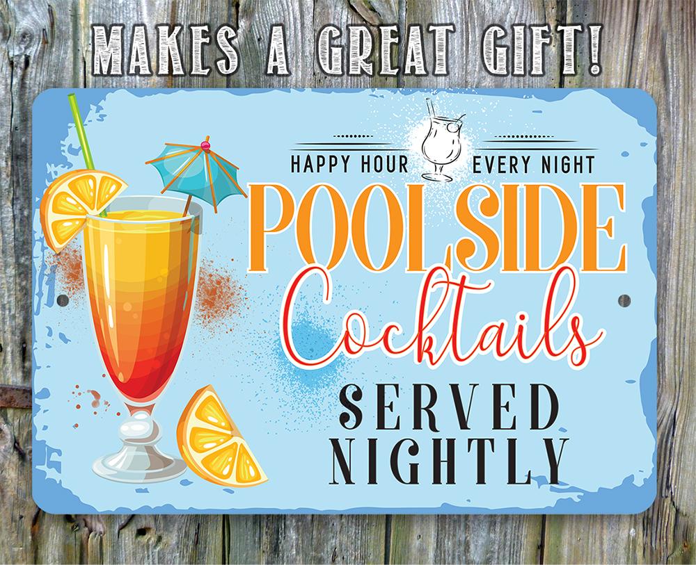 Poolside Cocktails - Metal Sign