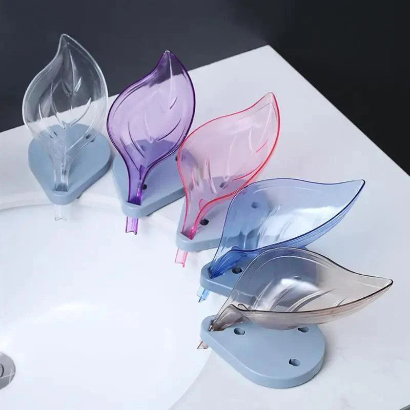Portable Soap Dish Leaf Shape Soap Holder Leaf Shaped Soap Box Soap Dish For Bathroom Suction Cup Bathroom Storage For Soap Soap Dishes Sponge Container with Suction Cup Leaf Shape Self Draining for Bathroom Kitchen Sink