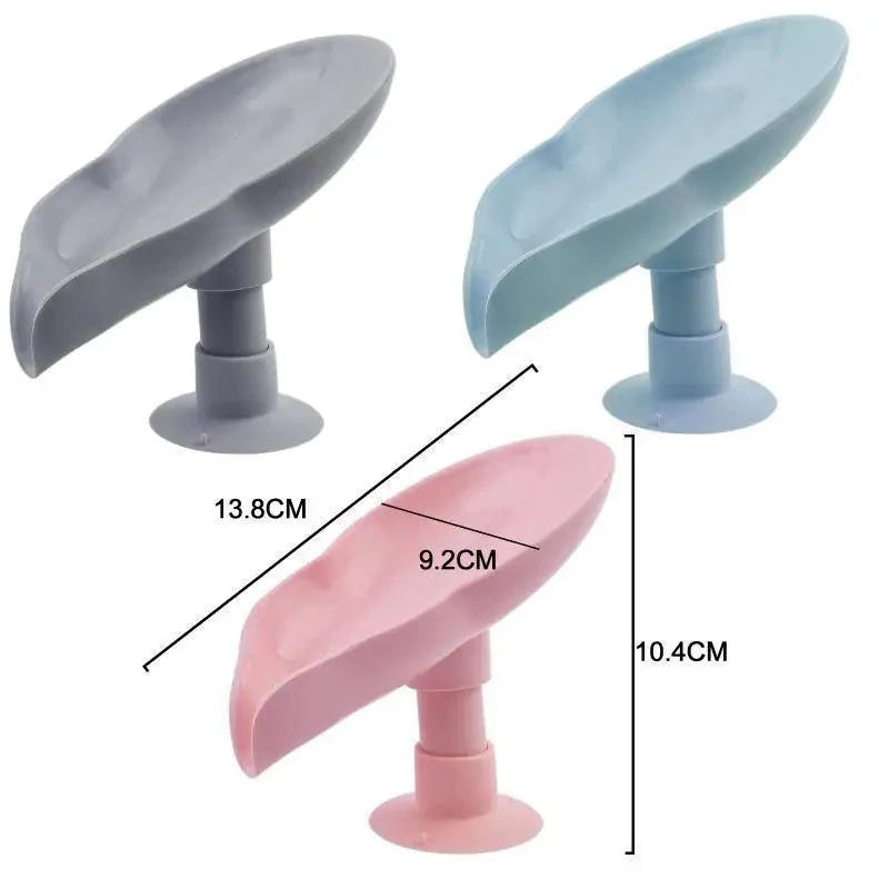 Portable Soap Dish Leaf Shape Soap Holder Leaf Shaped Soap Box Soap Dish For Bathroom Suction Cup Bathroom Storage For Soap Soap Dishes Sponge Container with Suction Cup Leaf Shape Self Draining for Bathroom Kitchen Sink