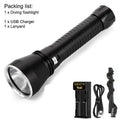 Powerful LED Rechargeable Dive Flashlight Cree Diving Flashlight Underwater Waterproof  High Lumen LED Scuba Diving  Torch Flashlight For Scuba Diving Underwater Torch