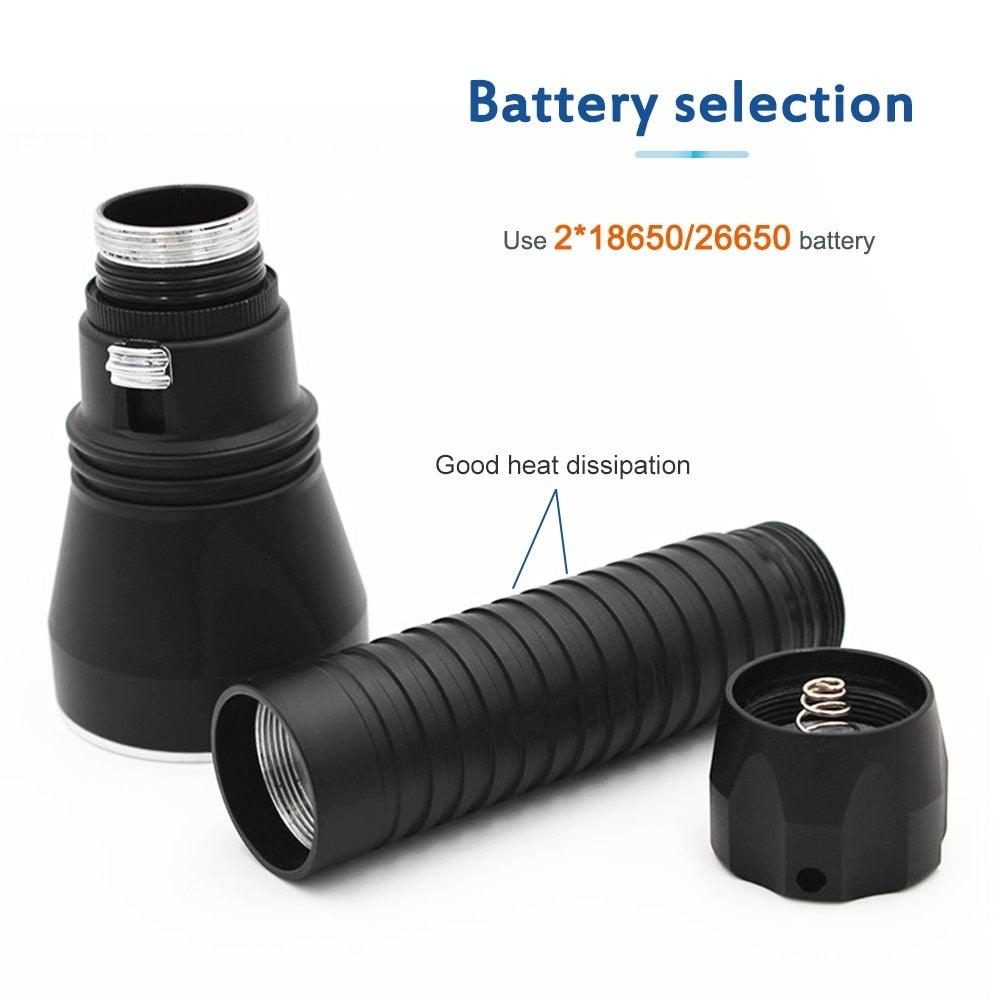 Powerful LED Rechargeable Dive Flashlight Cree Diving Flashlight Underwater Waterproof  High Lumen LED Scuba Diving  Torch Flashlight For Scuba Diving Underwater Torch