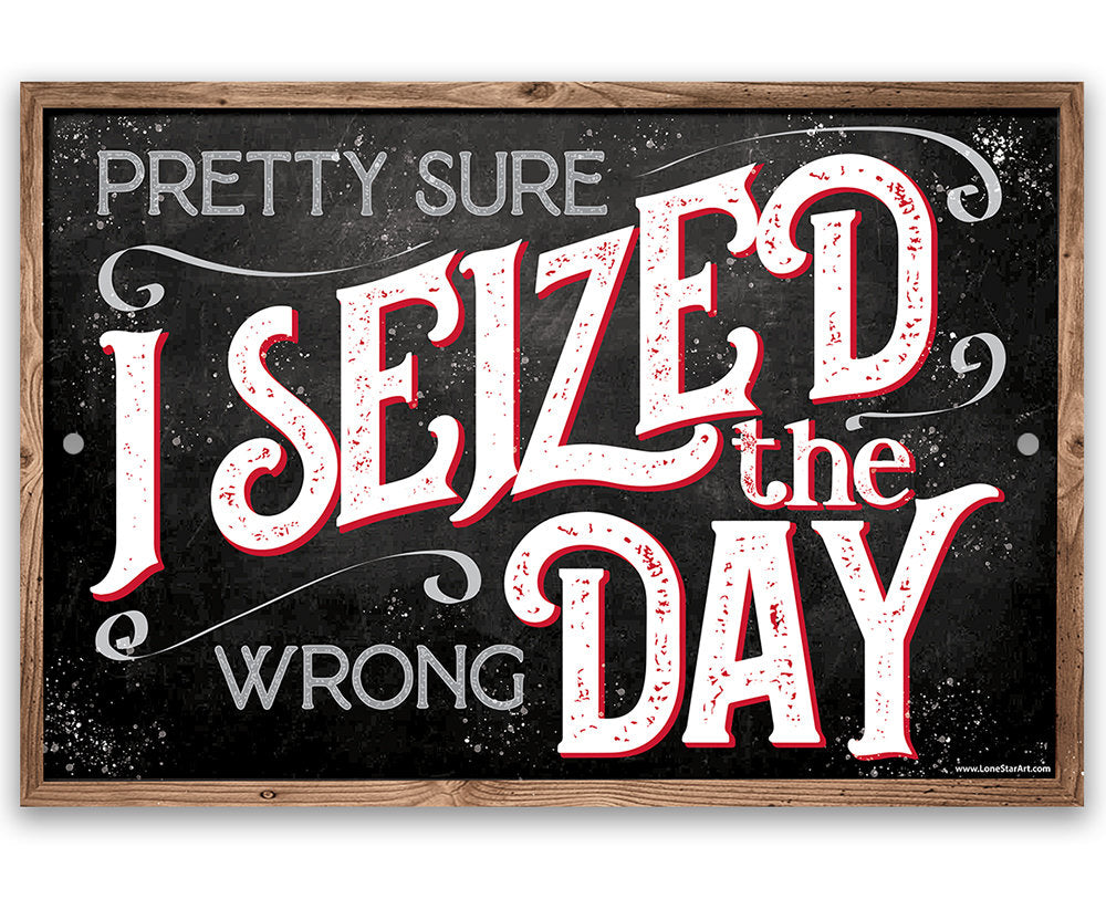 Pretty Sure I Seized The Wrong Day - Metal Sign