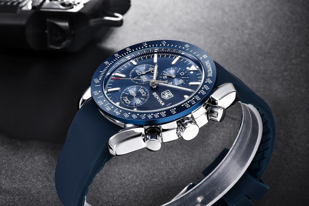 New Men Silver Blue Watch Business Analog Chronogragh Full Steel Luxury Casual Male Waterproof Sports Design Watches