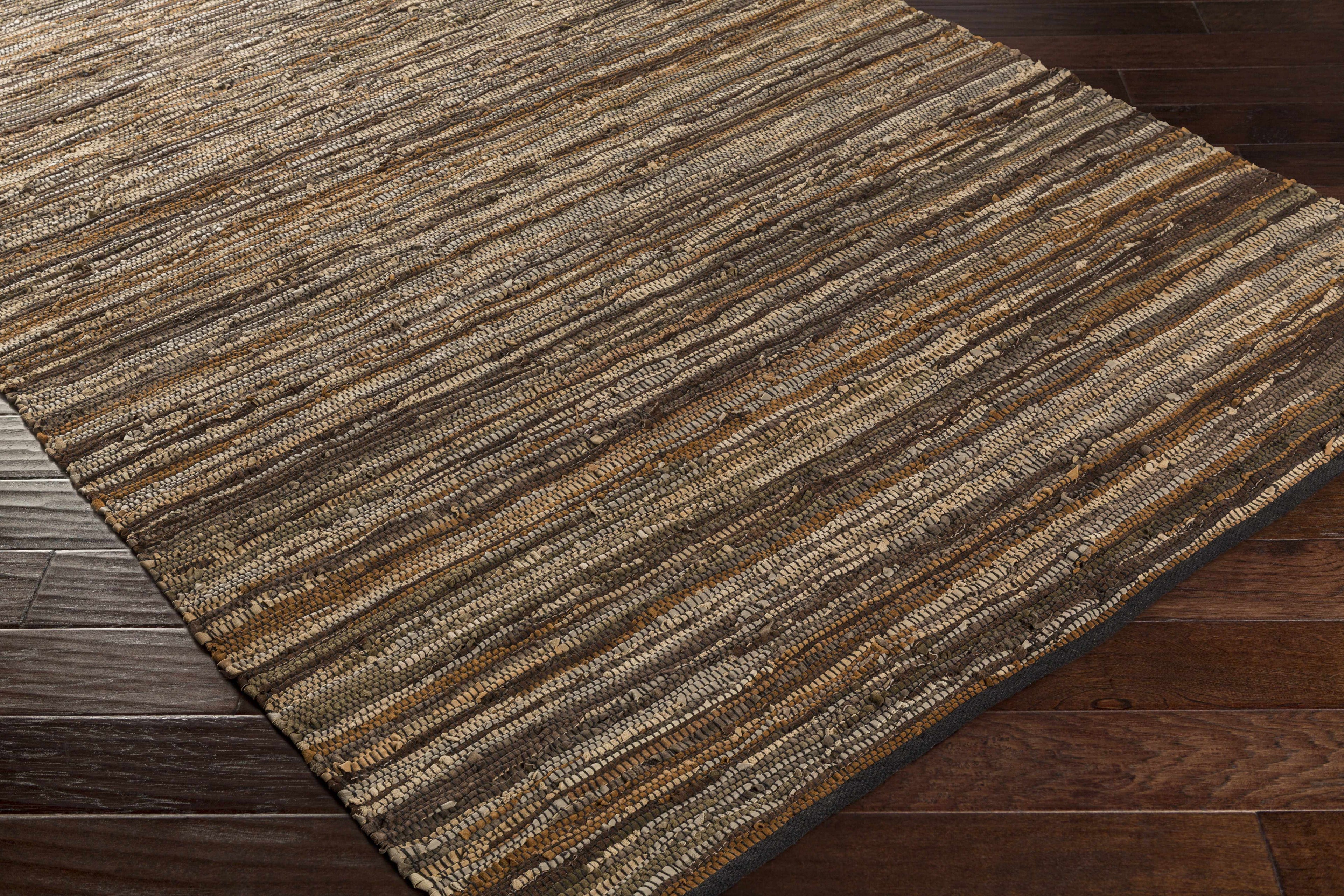 Hand Woven Leather Rag Rug - Clearance