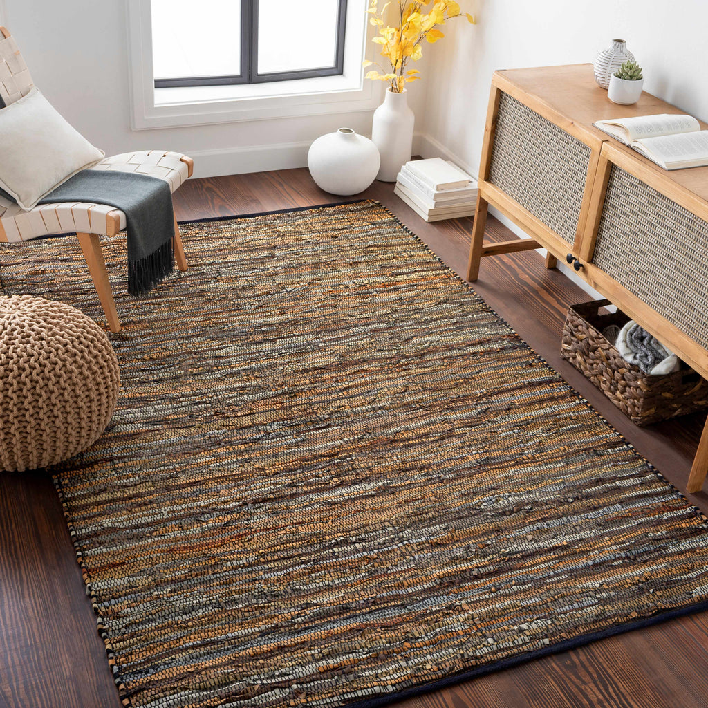 Hand Woven Leather Rag Rug - Clearance