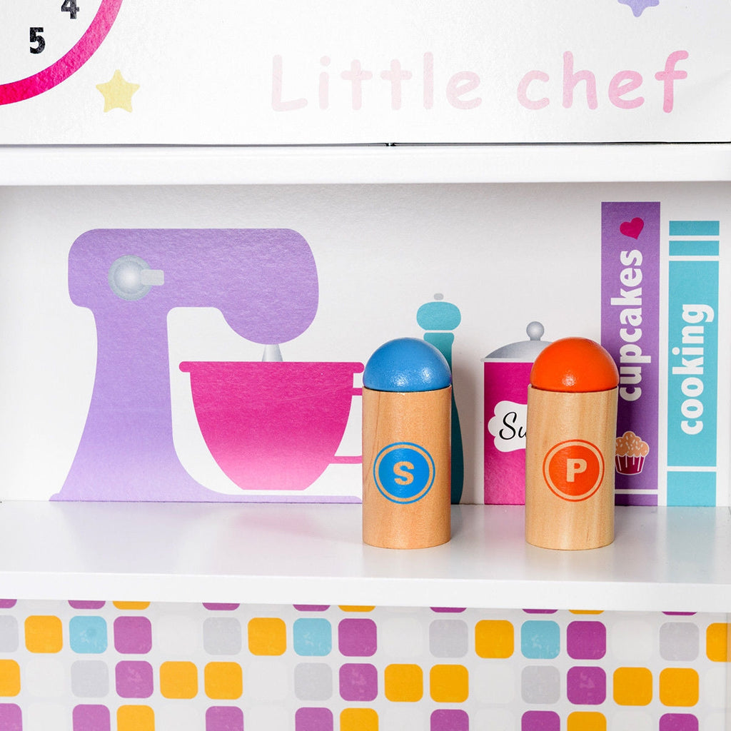 Kids Wooden Pretend Cooking Playset Cookware Play Set Kitchen Toys Toddler Gift-Pink
