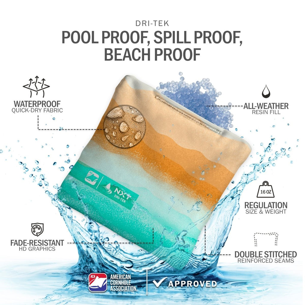 Rippling Stripes Orange Aqua NXT Dri-Tek Cornhole Bags