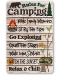 Rules for Camping - Metal Sign