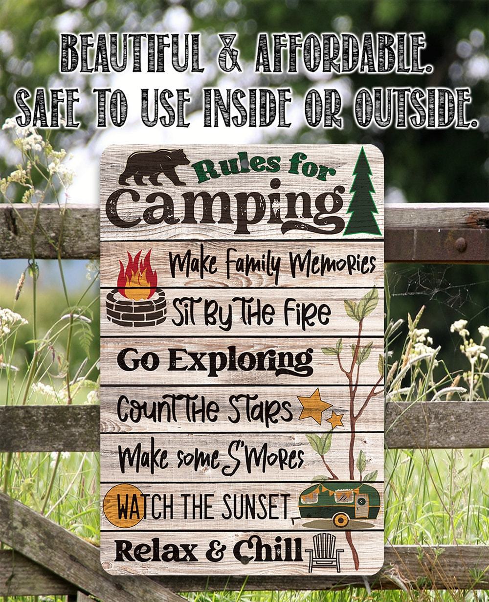 Rules for Camping - Metal Sign