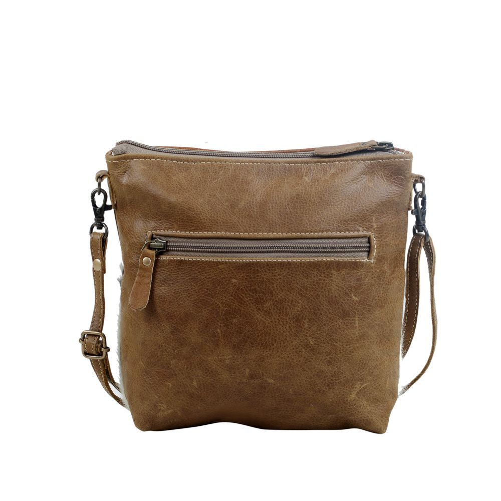 Myra Frontier Trail Embossed Leather Crossbody Bag Western Hairon Purse with Adjustable Leather Strap