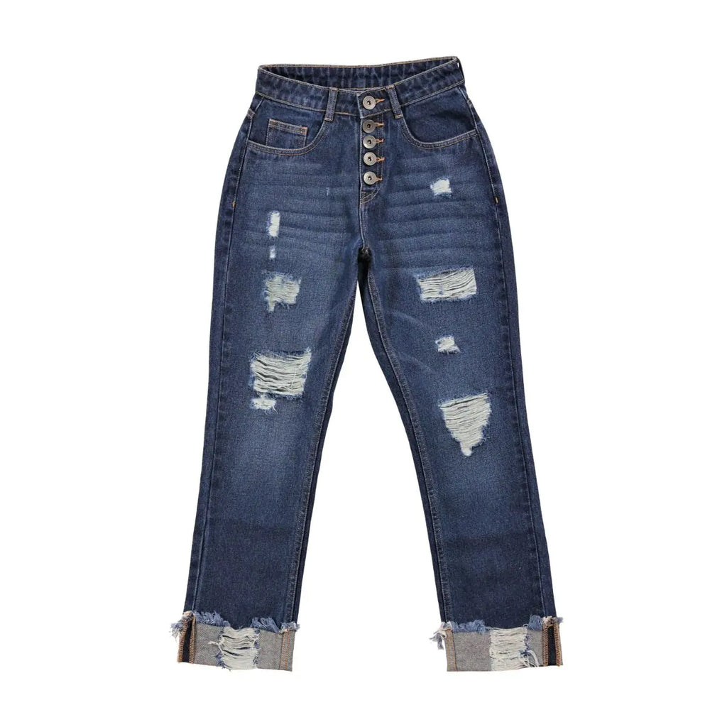 Amora Cuffed Hem Distressed Boyfriend Jeans