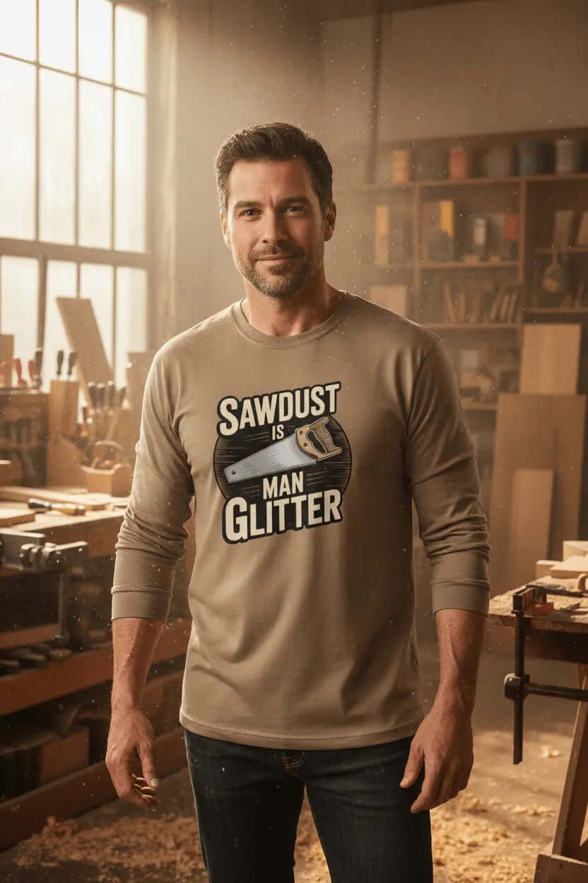 Sawdust Is Man Glitter T-Shirt – Funny Woodworking Gift for Men