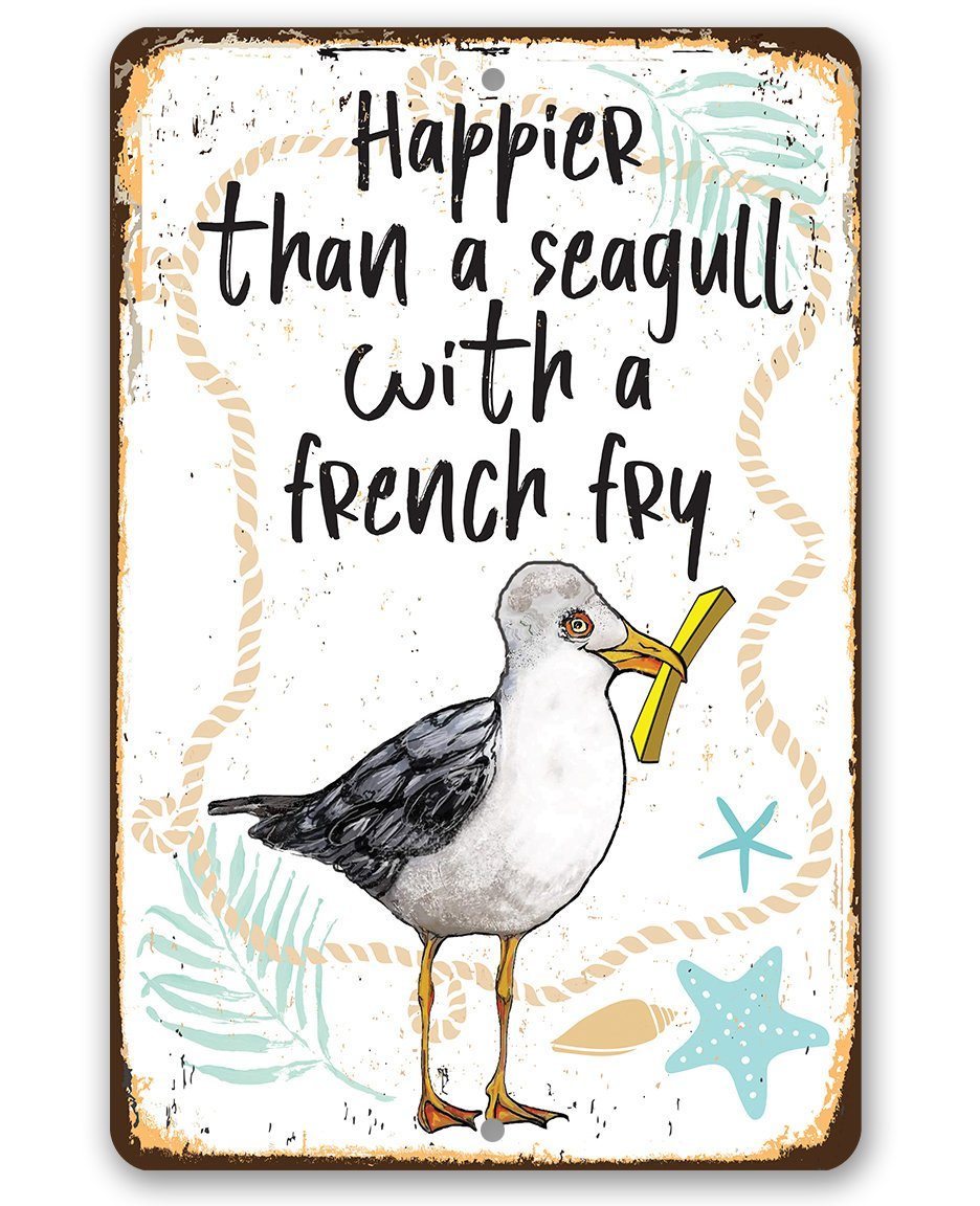 Seagull with French Fry - Metal Sign
