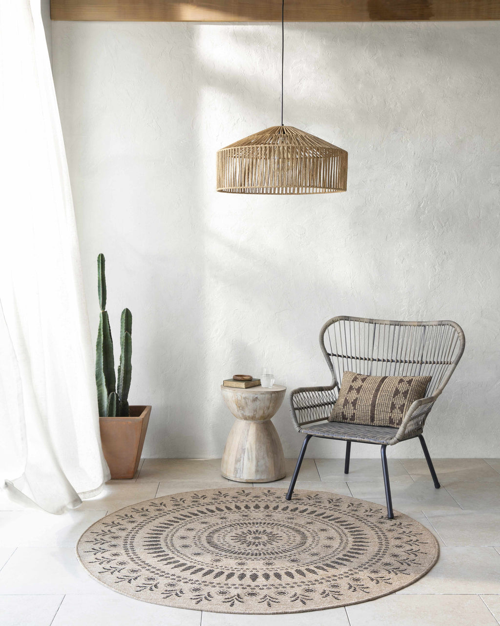 Beata Round Faux Jute Outdoor Rug - Clearance