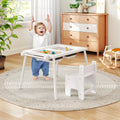 Sensory Table and Chair Set for Kids 2-8 with Foldable Bins-White
