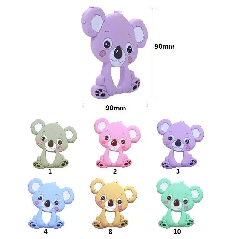 Silicone Teether Animal Koala Baby Teether Pendant Food Grade BPA Free Baby Teething Chew Charms Silicone Beads Toy