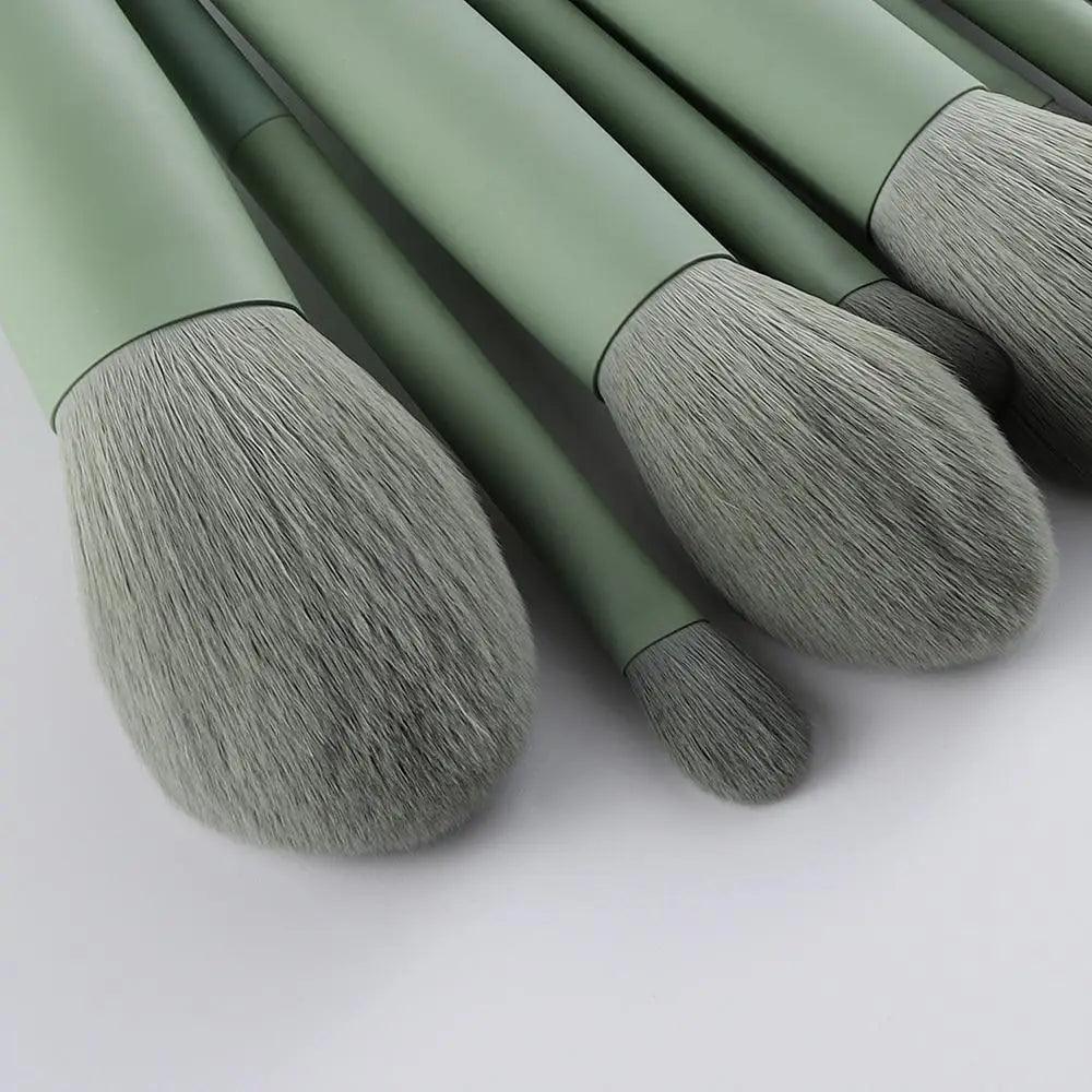 Sizzling 11/8pcs Natural Hair Green Makeup Brushes Foundation Powder Eyeshadow Eyebrow Brush Set Profesional Cosmetic Tool