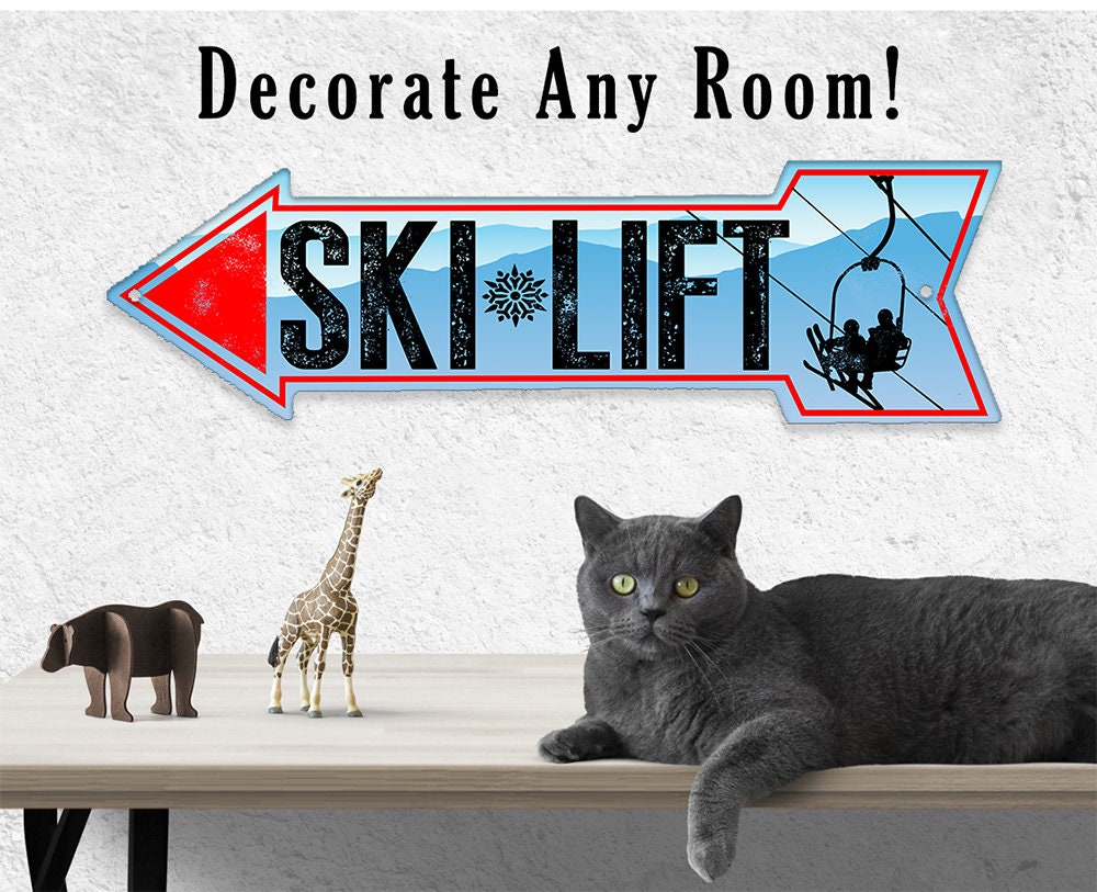 Ski Lift - Directional Arrow - Metal Sign