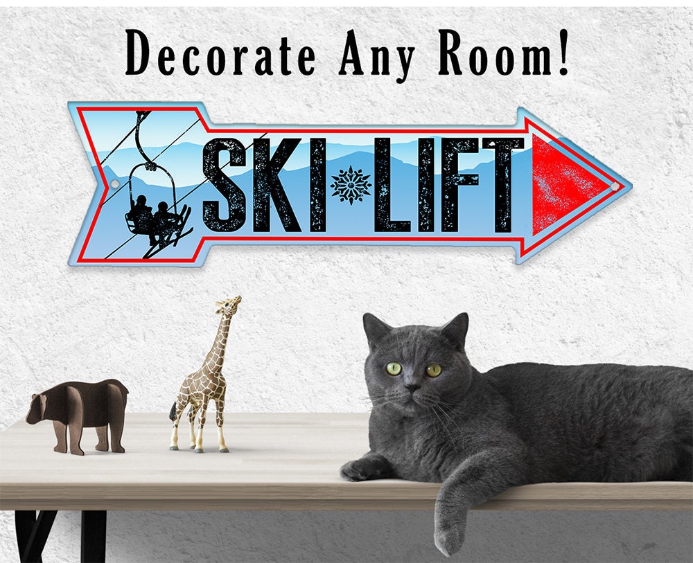 Ski Lift - Directional Arrow - Metal Sign
