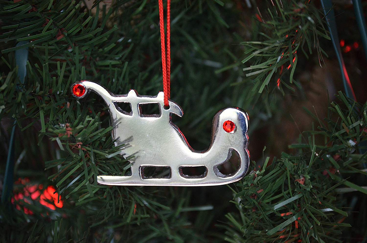 Sleigh Christmas Tree Ornament Decorations Set of 8