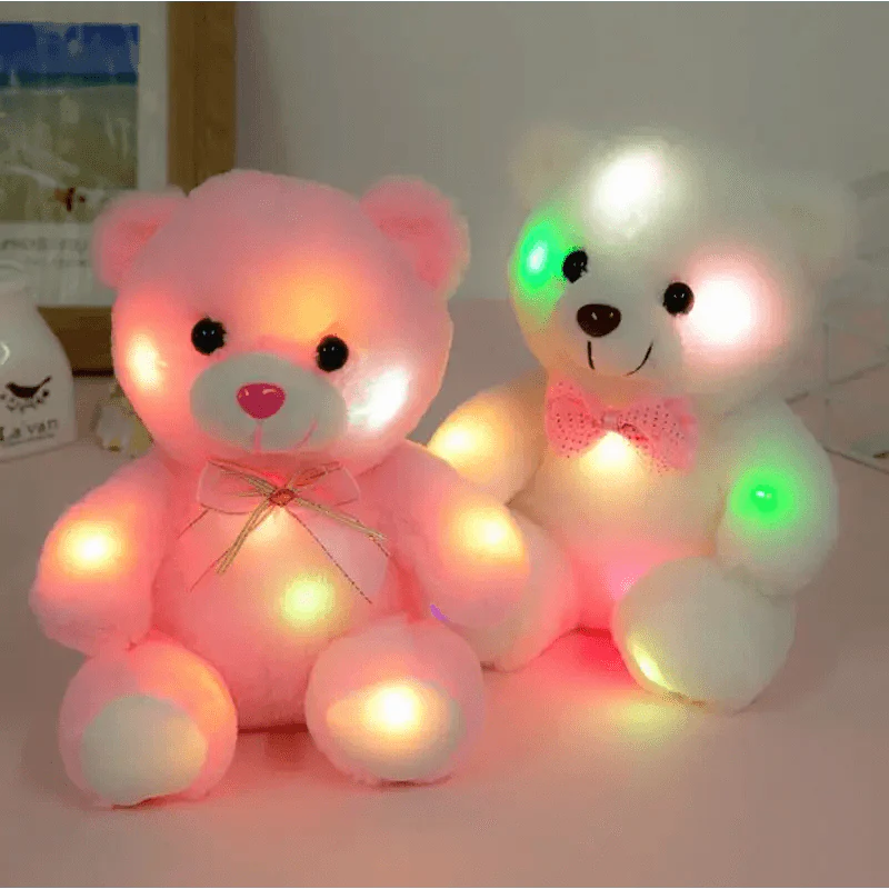 Soft Plush Doll, Light Up LED Teddy Bear Stuffed Animals, Mini Glow Bear Plush Toy Creative Colorful Glowing Teddy Bear Doll Gifts for Bedroom, Kids, Baby, Valentine - Pink