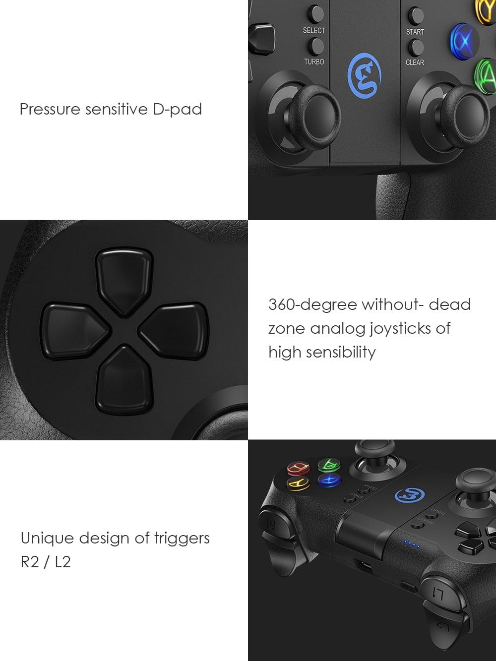 Solid Sustainable Black Bluetooth 2.4GHz Wireless Gamepad Controller Compatible With PC Smartphones Laptop