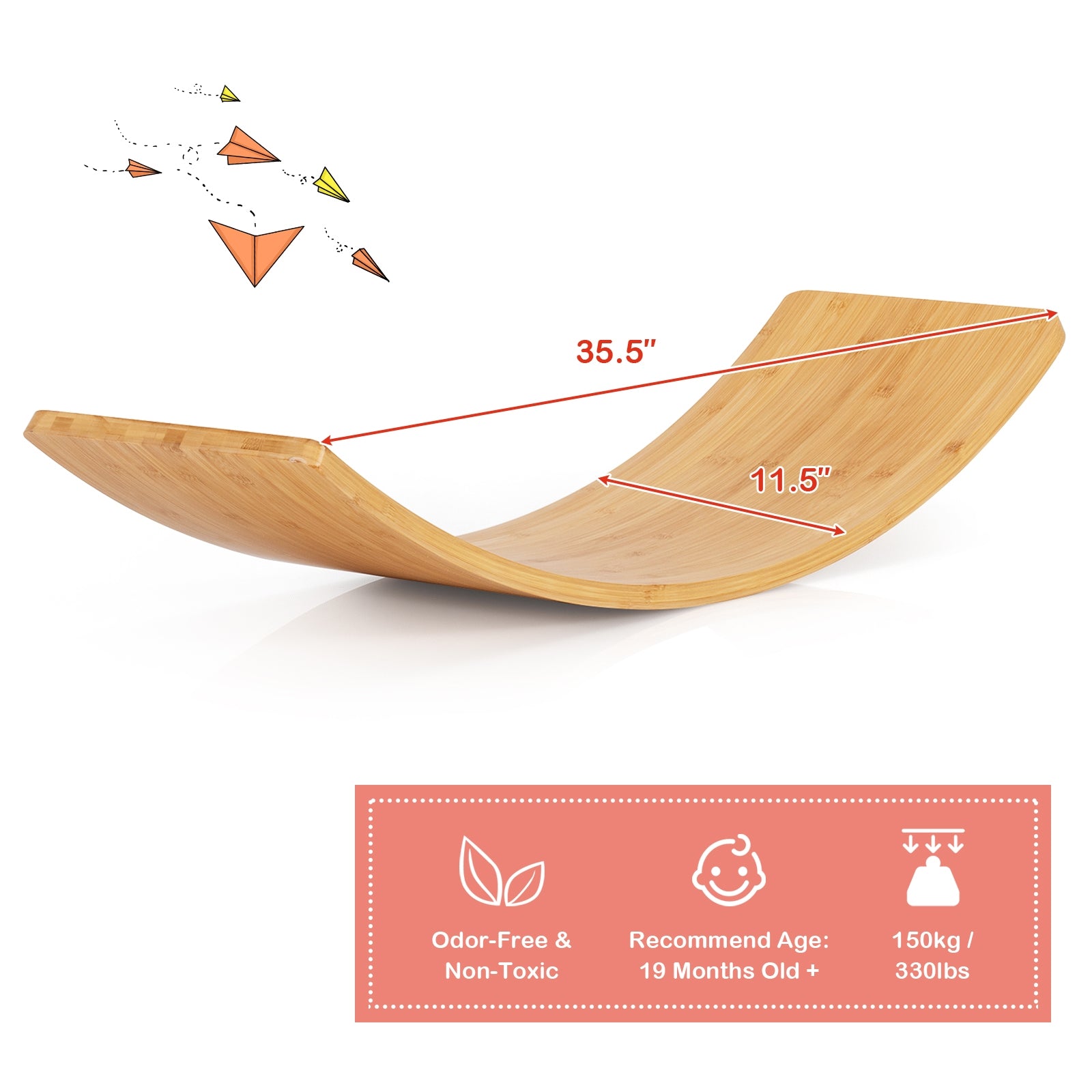 35.5 Inch Wooden Wobble Balance Board for Toddler and Adult