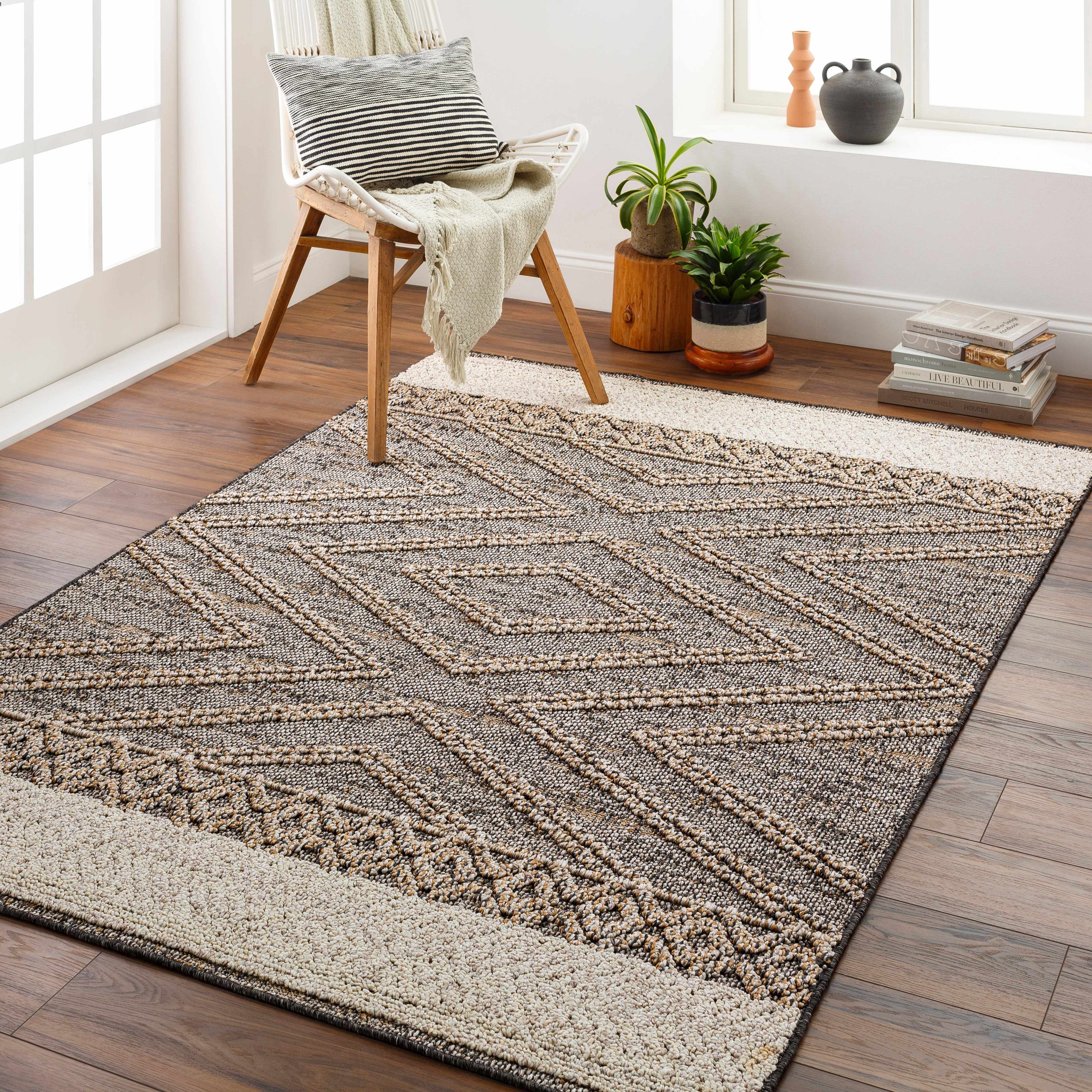 Beige Charcoal Areli Outdoor Area Rug