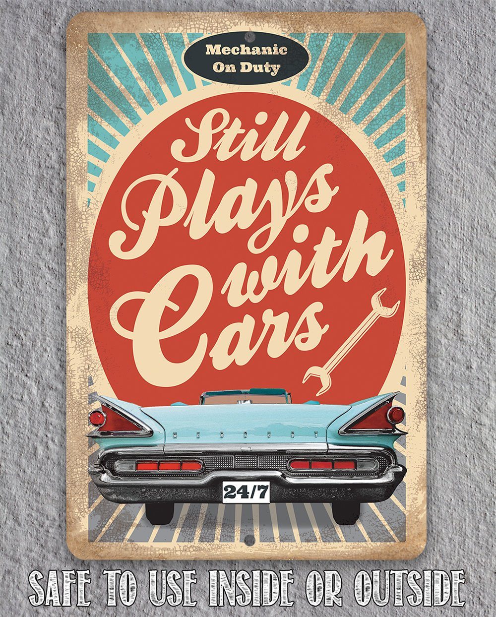 Still Plays With Cars - Metal Sign
