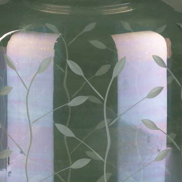 Stewartville Green Etched Glass Jar - Clearance