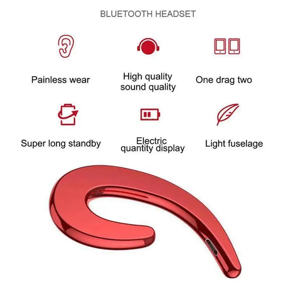 Stylish Unique Design Bone Conduction Earphone Wireless Bluetooth 4.2 Sports Stereo Headset For Laptop Ear Hook Ear Buds Lightweight Waterproof Earpiece For Business