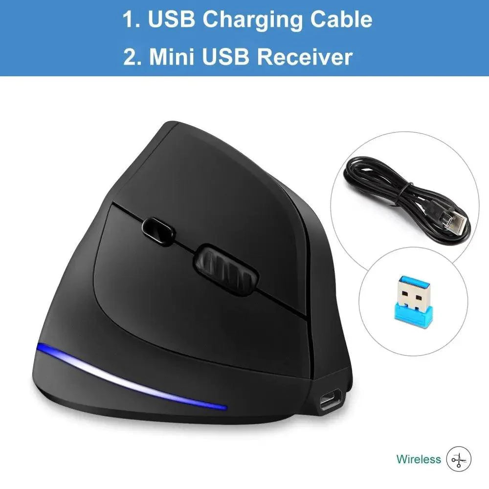 Stylish Vertical Wireless Mouse Game Rechargeable Ergonomic Mouse Modern Design RGB Optical USB Mice For Windows Mac 2400 DPI 2.4G Mice