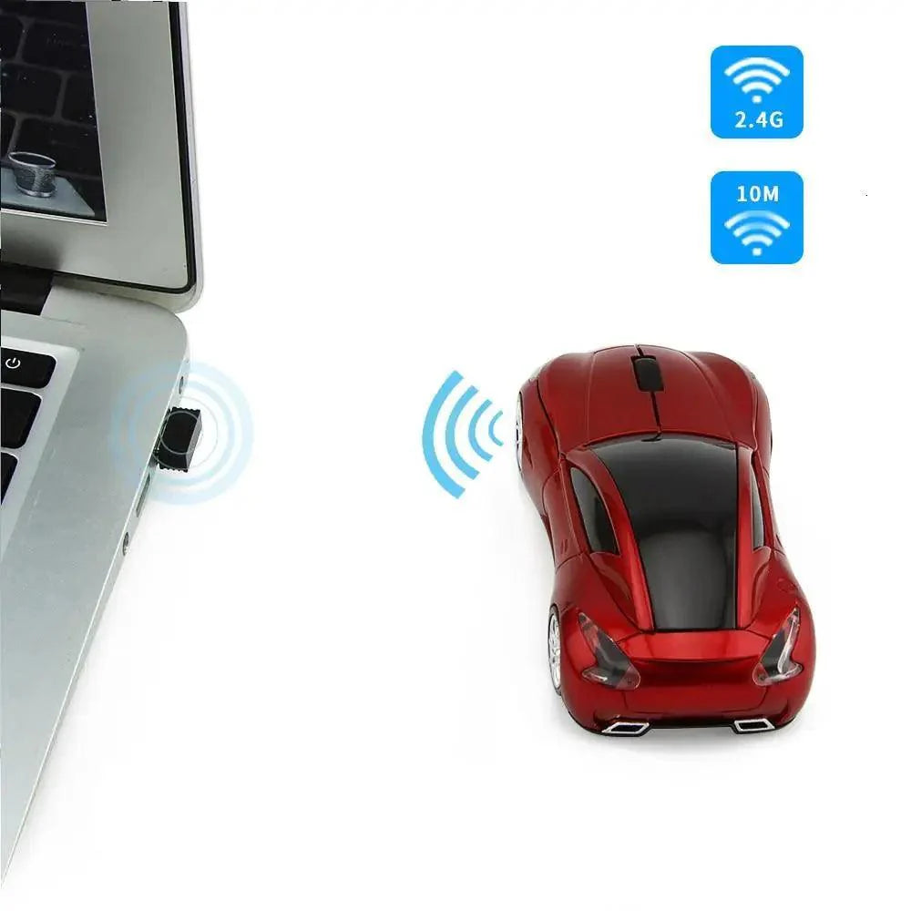 Stylish Wireless Computer Car Shape Mouse Mini 3D Ergonomic PC Gamer Mouse Retro Optical Mice 1600 DPI USB Receiver Suitable for PC/Computer/Laptop