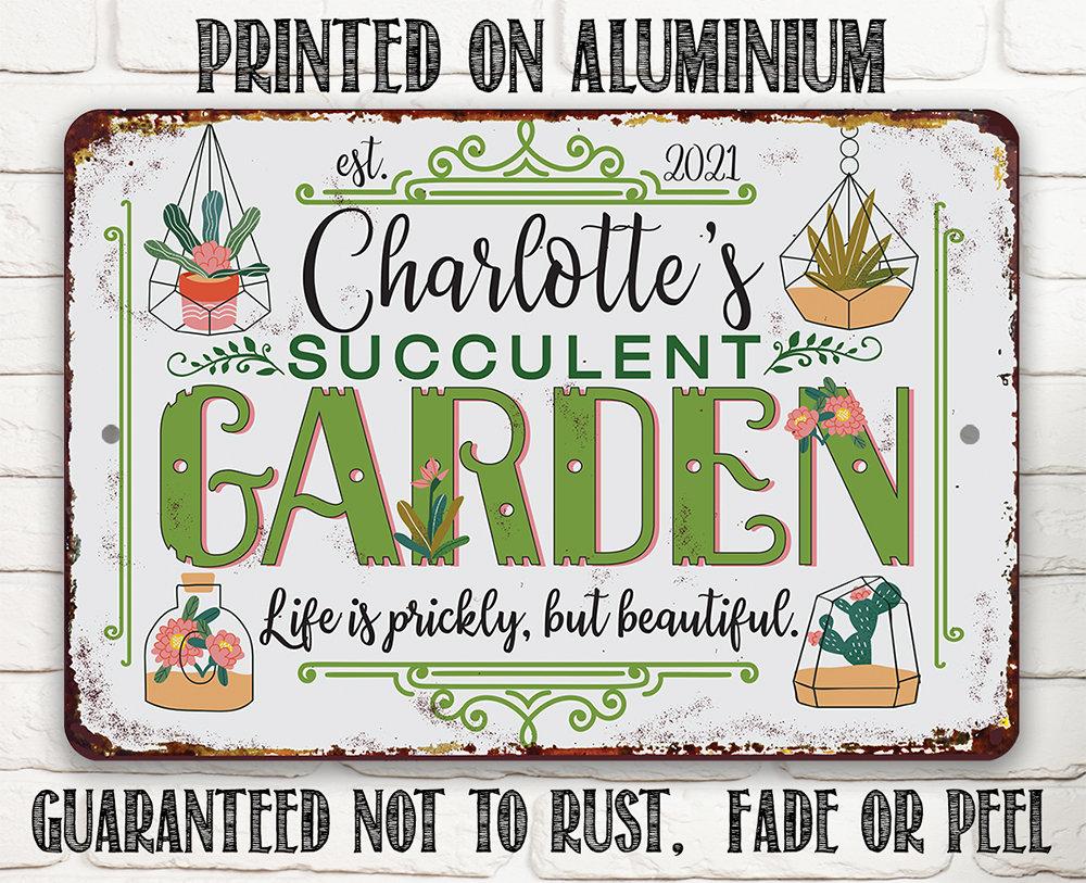 Personalized - Succulent Garden - Metal Sign