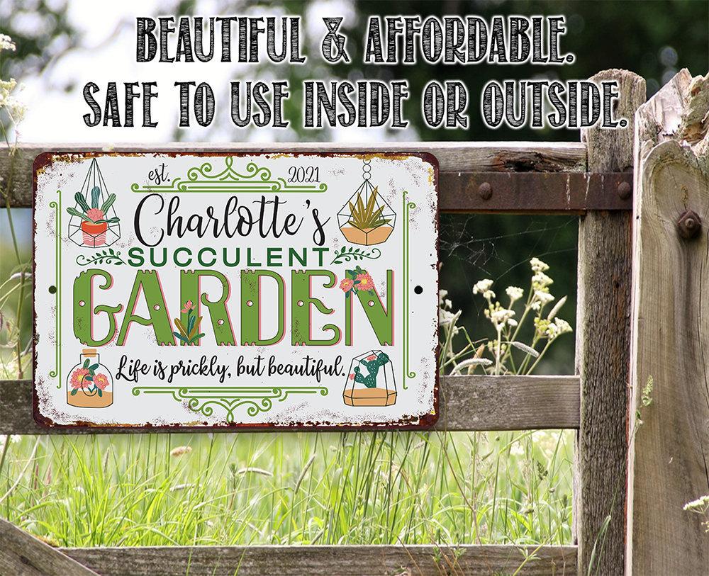 Personalized - Succulent Garden - Metal Sign
