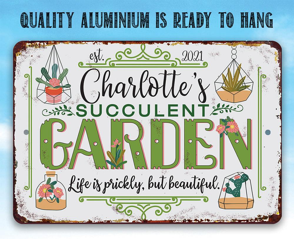 Personalized - Succulent Garden - Metal Sign