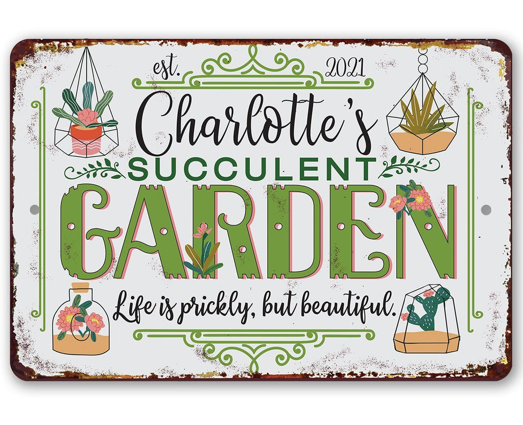 Personalized - Succulent Garden - Metal Sign