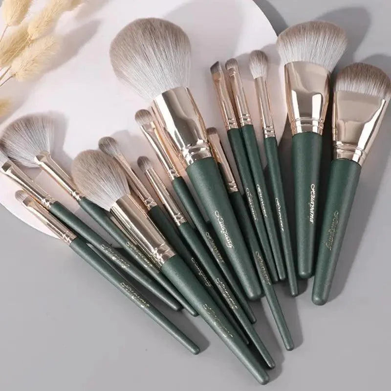 Super Quality 14Pcs Makeup Brushes Set Cosmetic Foundation Powder Blush Eye Shadow Lip Blend Wooden Make Up Brush Tool Kit