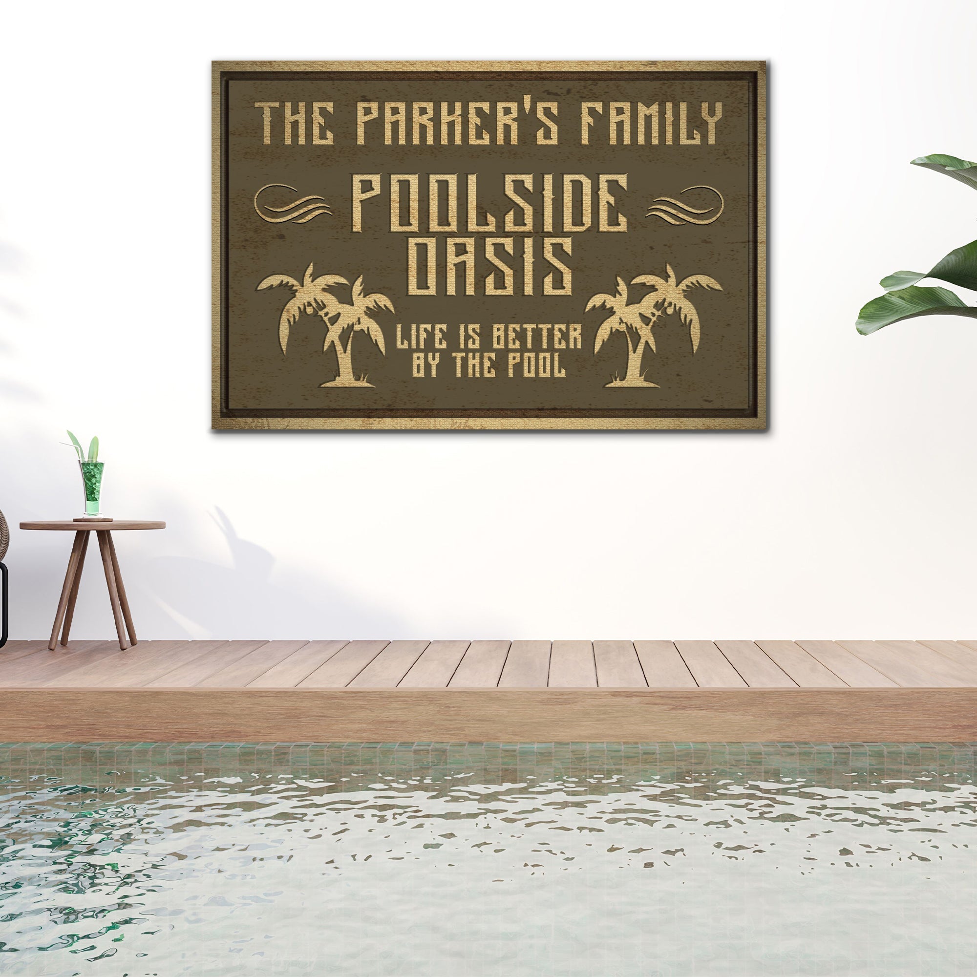 Family Swimming Pool Oasis Sign