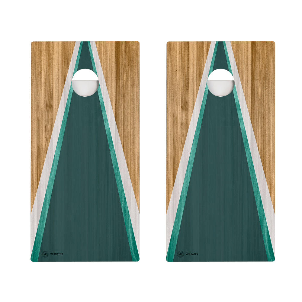Teak & Teal Triangle Versatex All-Weather Cornhole Boards