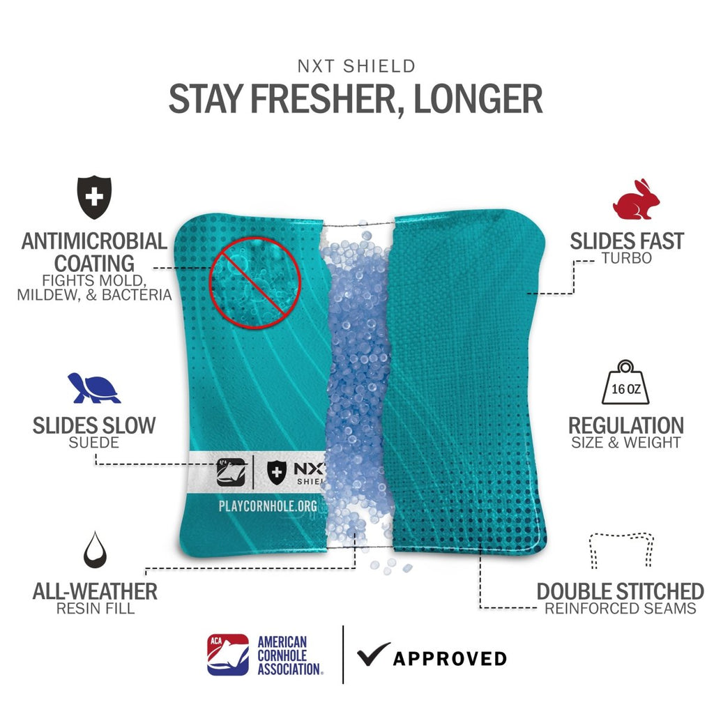 Teal NXT Shield Cornhole Bags