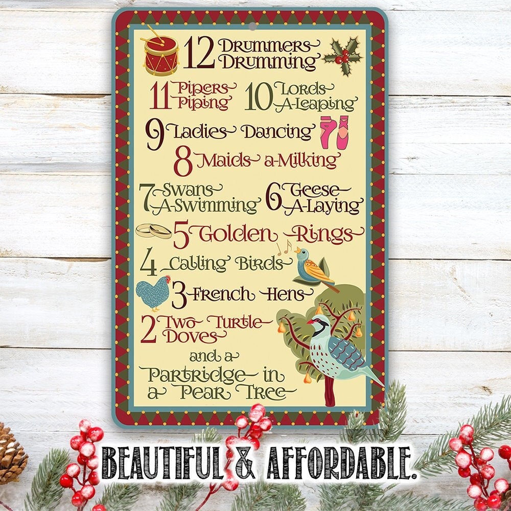 The 12 Days of Christmas - Metal Sign
