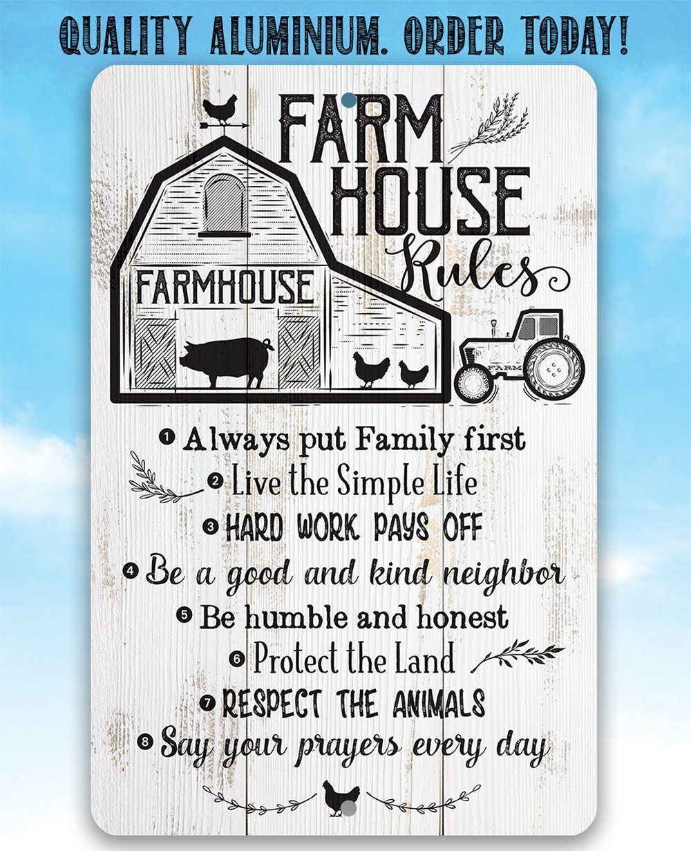 Farmhouse Rules - Metal Sign