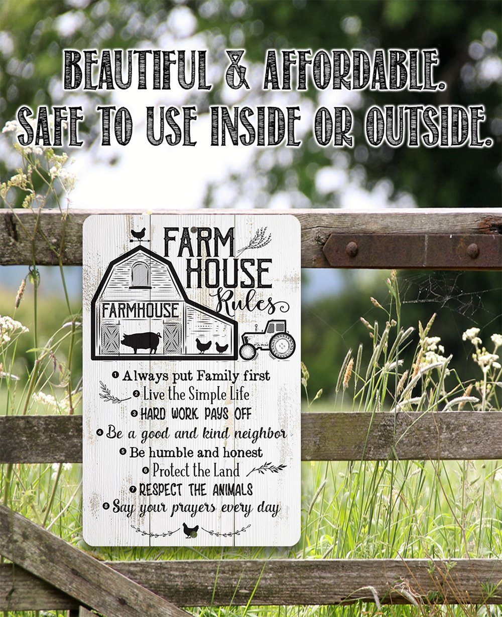 Farmhouse Rules - Metal Sign