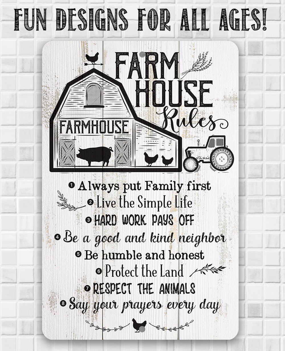 Farmhouse Rules - Metal Sign