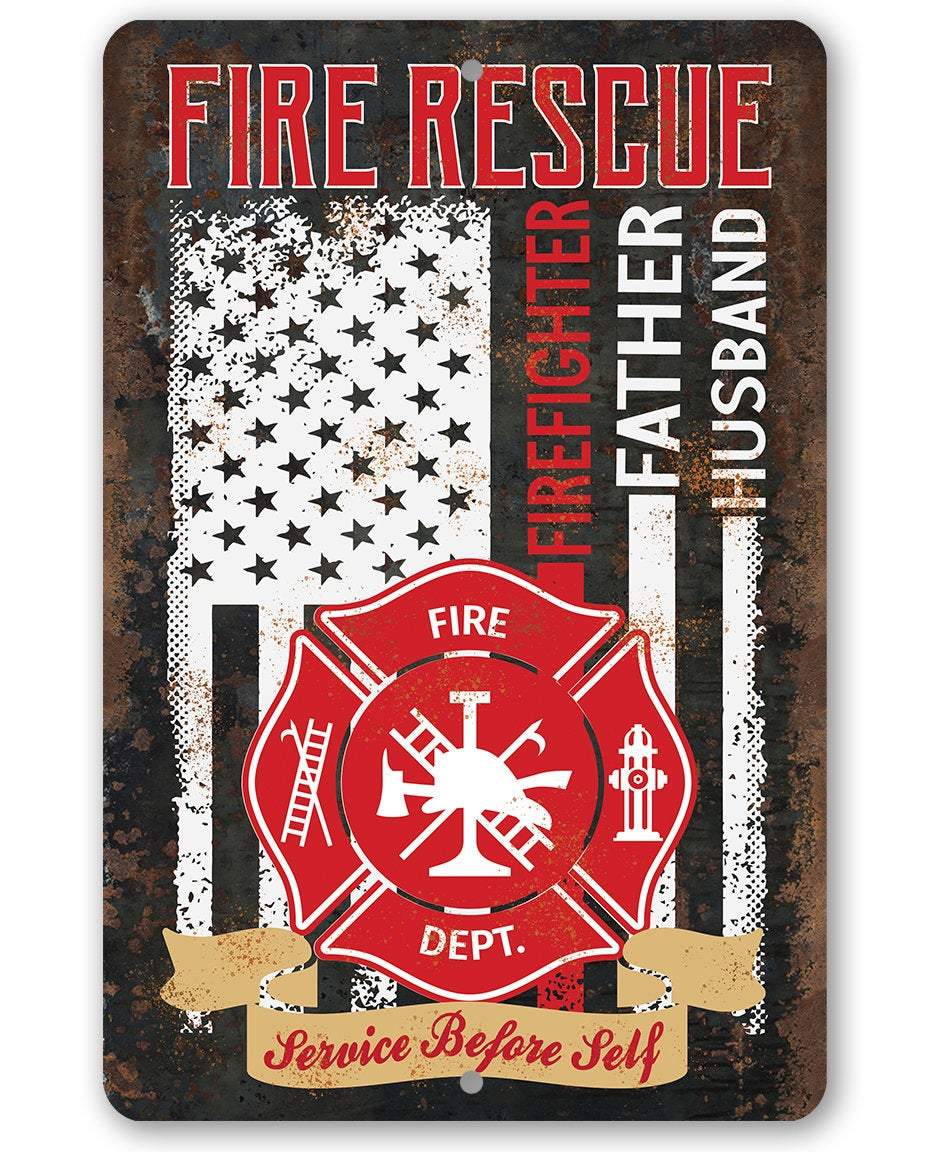 Firefighter Father Husband - Metal Sign