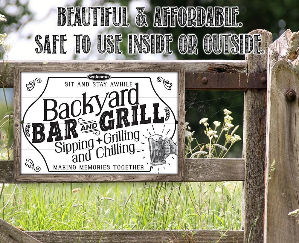 Backyard Bar & Grill - Metal Sign