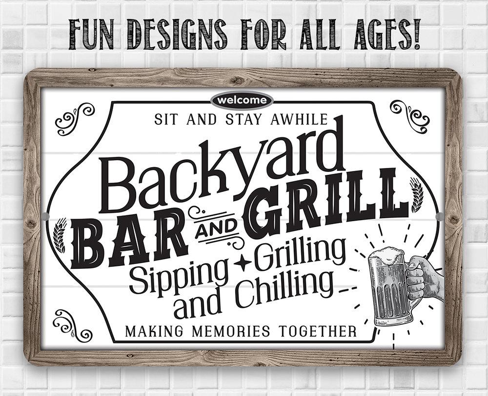 Backyard Bar & Grill - Metal Sign